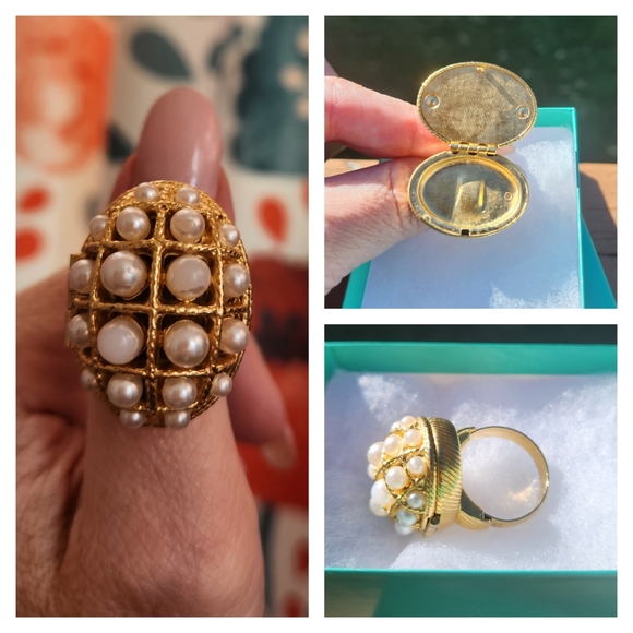 Avon Jewelry Vintage Avon Ring Of Pearls Domed Cocktail Perfume